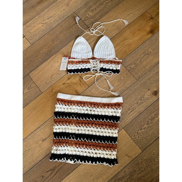 My Beachy Side Finch Hand Crocheted Matching Set Chocolate Womens Size Large - Picture 8 of 10